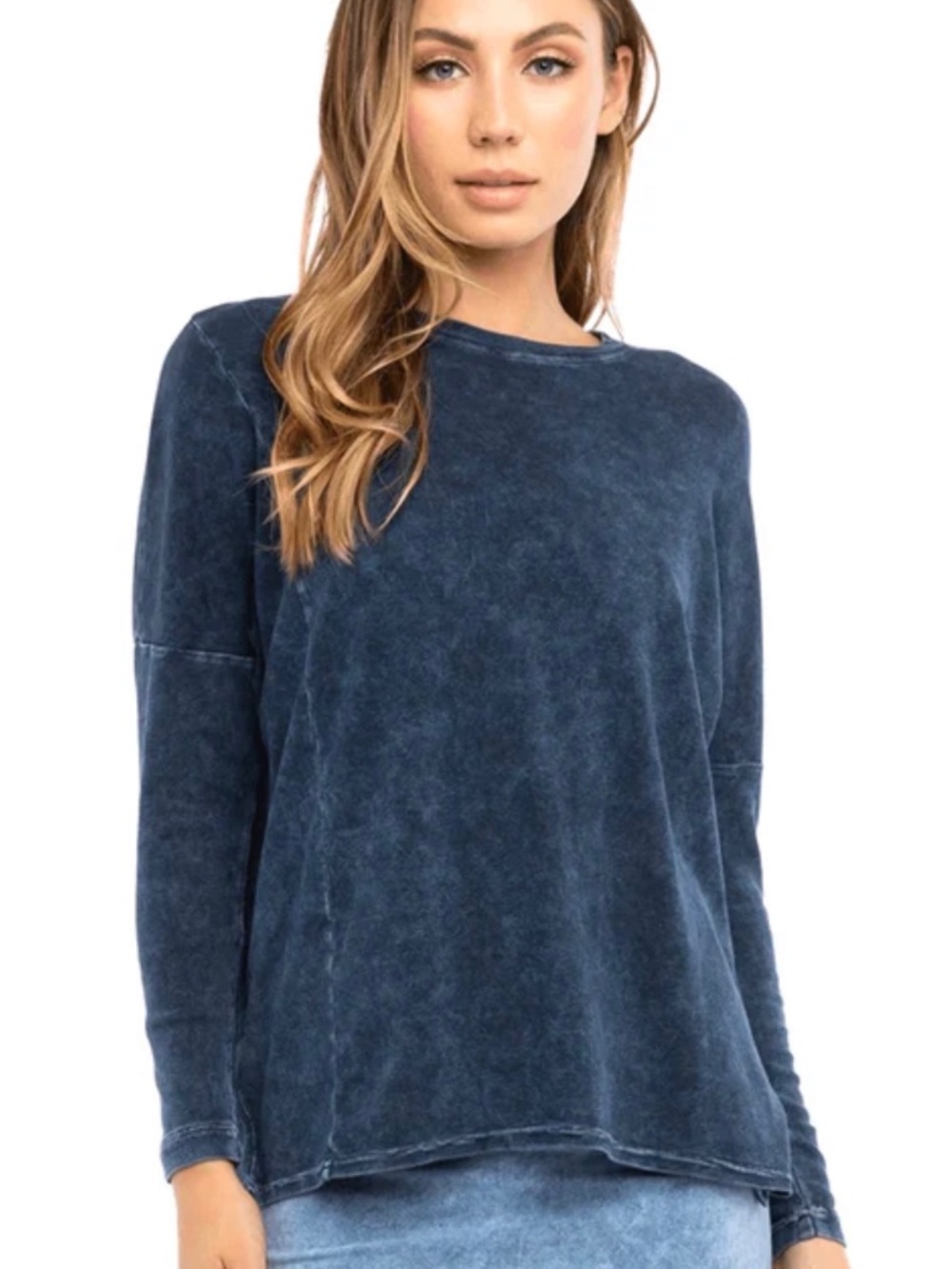 EUC HARD TAIL LONG SLEEVE SLOUCHY TEE Small Dark Blue Wash